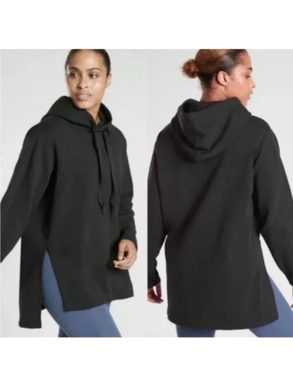 Athleta Yogi Oversized Black Hoodie With Side Slits